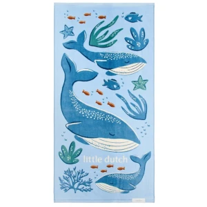 Ręcznik plażowy dla dzieci Ocean World Blue 60x120cm, Little Dutch