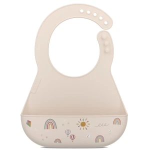 Śliniak silikonowy z kieszonką Mio Sunshine & Rainbow, Mepal