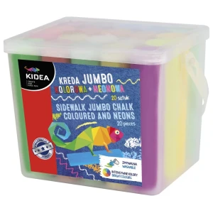 Kreda chodnikowa Jumbo kolorowa + neonowa 20 sztuk, Kidea