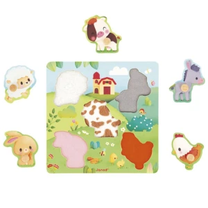  Drewniane puzzle sensoryczne Farma 18m+, Janod