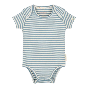 Little Dutch Body z krótkim rękawem Stone Blue stripe 68 cm