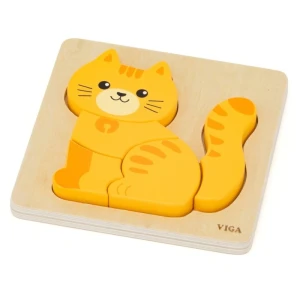 Drewniane pierwsze puzzle maluszka Kotek, Viga