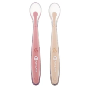 Miękkie łyżeczki silikonowe do karmienia w etui Take&Match Sand & Rose 6m+, Petite&Mars