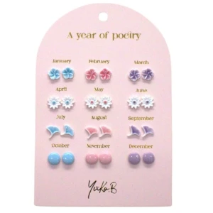 Kolczyki ceramiczne ROK POEZJI - pastelowe 12 par, Yuko B.