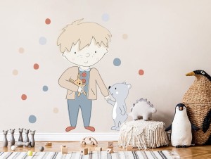 Teddy Szary - naklejka na ścianę, Pastelowe Love