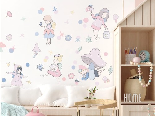 pastelowelove naklejka na ścianę wróżki różowe