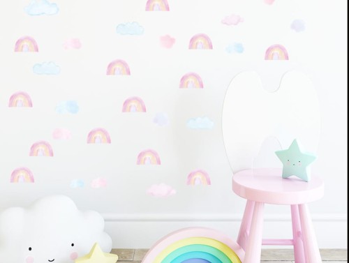 pastelowelove naklejka na ścianę mini tęcze różowe