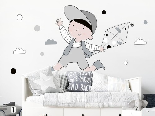 pastelowe naklejka na ścianę tim szary